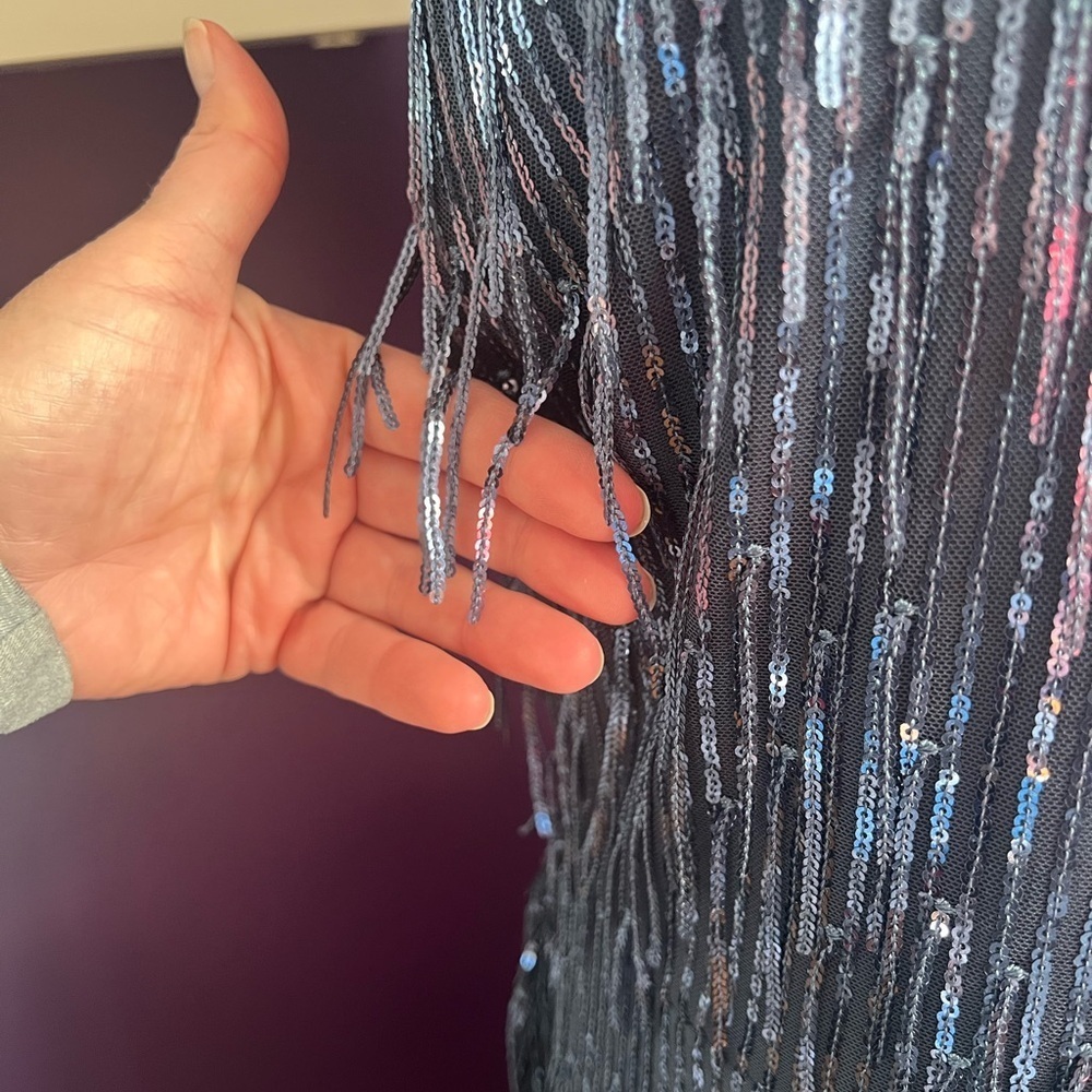 R&M Richards Sleeveless Sequin Fringe Dress - Picture 3 of 12